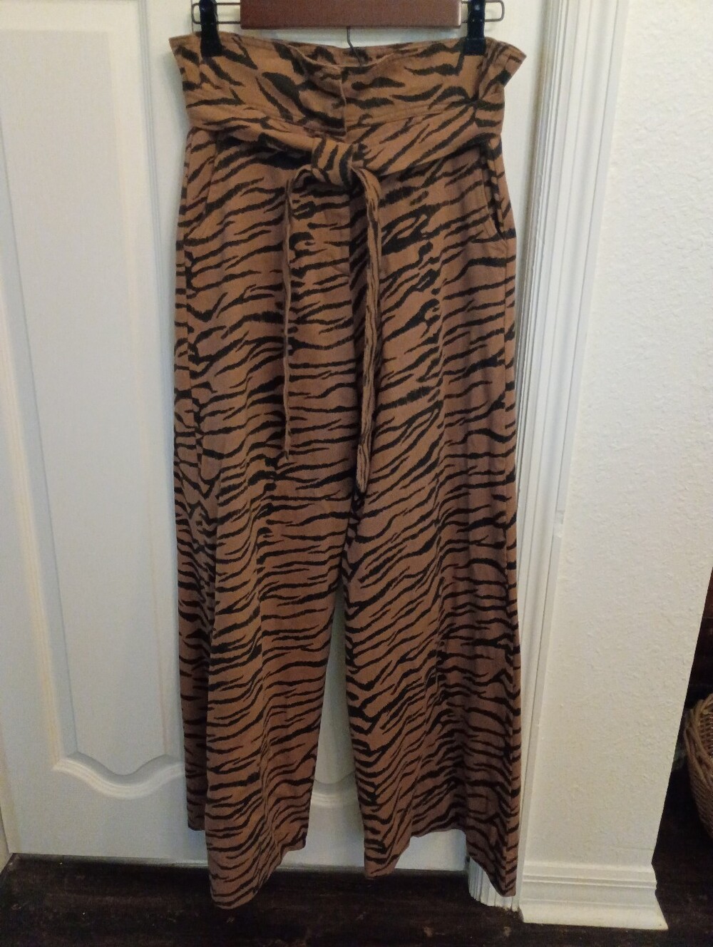 Rapsodia High-Waist Tiger Print Wide-Leg Pants - Brown/Black